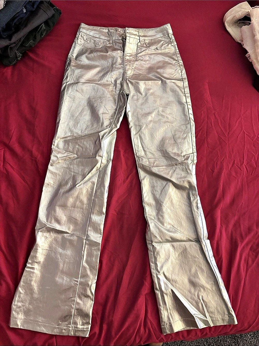 Fashion Nova Metallic Flare Pants Size XS Like New